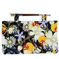 Handmade Garden Party Chopstick Handle Clutch Bag with floral cotton fabric and Japanese wooden chopstick handles