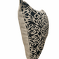 Handprinted Fretwork Cushion Cover in Black on Natural Linen