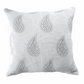 Grey Paisley Parfait Cushion Cover hand screen-printed on white organic linen with boho design