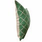 Diamond Cushion Cover Hand Printed in Emerald on Natural Linen