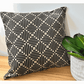 Diamond Cushion Cover hand printed in black on natural linen with eco-friendly inks