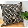 Diamond Cushion Cover hand printed in black on natural linen with eco-friendly inks