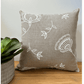 Bohemian Blooms cushion cover handprinted on natural linen with white floral design