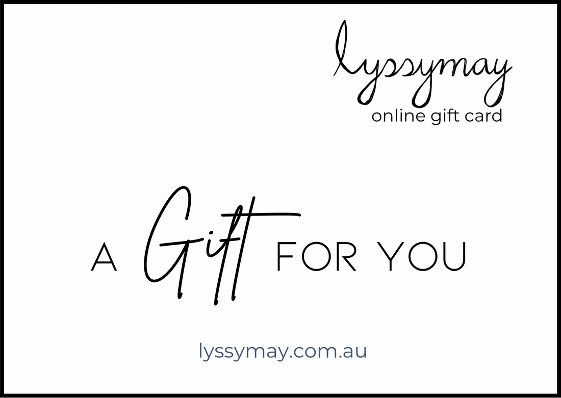 Lyssy May Gift Card for handmade unique style gifts with no expiration date
