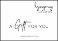 Lyssy May Gift Card for handmade unique style gifts with no expiration date