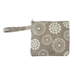 Floral patterned pouch with wrist strap on a white background