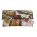 Slimline retro recipe wallet made from 1960s pineapple afternoon tea cookbook pages with floral lining and magnetic clasp