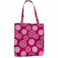 LyssyMay handprinted Tote bag with white floral pattern on a pink background