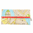 Recycled street map wallet by Lyssy May featuring Fortitude Valley, Kangaroo Point, Newstead, and Bowen Hills areas of Brisbane. Front view of wallet