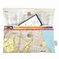 Recycled street map wallet by Lyssy May featuring Fortitude Valley, Kangaroo Point, Newstead, and Bowen Hills areas of Brisbane. Inside view of wallet with magnetic clip closure.