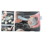 Wallet made from cookbook page with step-by-step images of making doughnuts.