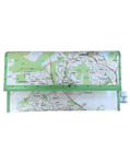 Handmade recycled map wallet featuring 1995 Canberra Northern Suburbs road atlas with travel guide lining and magnetic snap closure