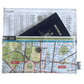 Recycled street map wallet featuring Melbourne inner city suburbs with clear PVC cover and magnetic closure