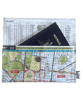 Recycled street map wallet featuring Melbourne inner city suburbs with clear PVC cover and magnetic closure