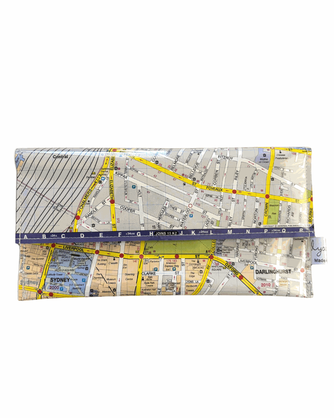 Recycled Street Map Wallet - Sydney Central Station, Surry Hills, Darlinghurst