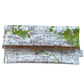 Lyssy May wallet using map of Central Northern Victoria with a clear plastic cover. Front view of wallet.