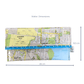 Lyssy May handmade map wallet featuring Cleveland area Brisbane. Front view with dimensions 20 cm by 10.5 cm