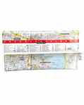 Recycled street map wallet featuring Sydney suburbs Elizabeth Bay and Kings Cross with clear PVC cover and magnetic closure