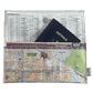 Inside view of handmade map wallet featuring Melbourne by Lyssy May Australia that is lined with an index page and closes with magnetic clip. A passport fits in the wallet