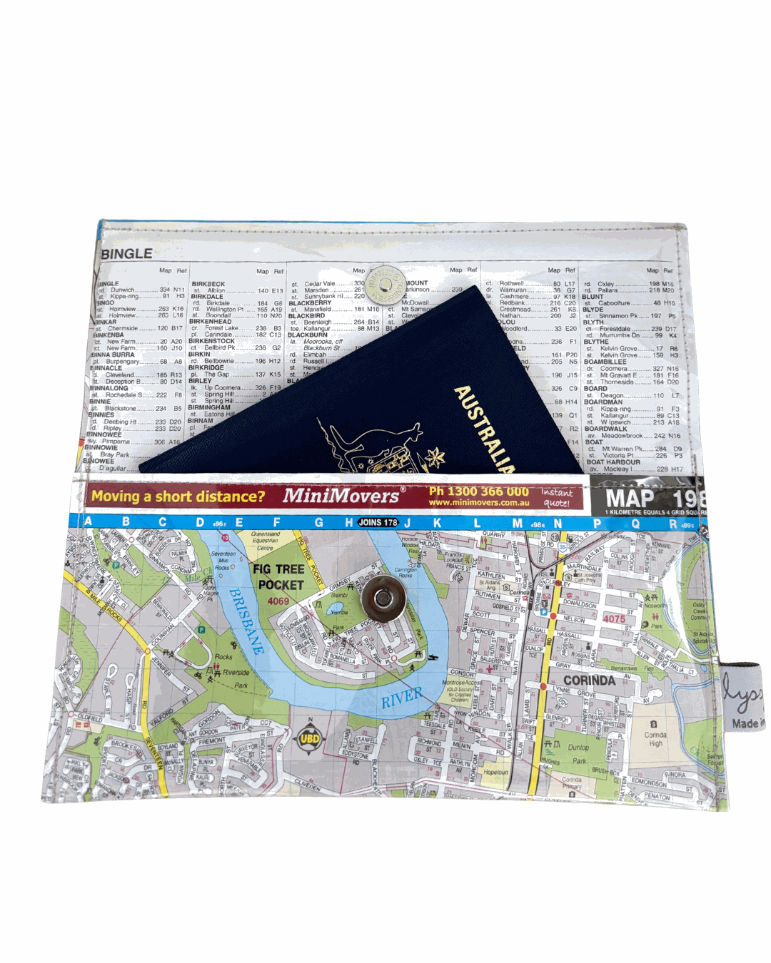 Recycled Street Map Wallet - Oxley, Inala, Durack, Darra, Fig Tree Pocket