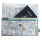 Recycled Map Wallet by LyssyMay Melbourne suburbs including Bentleigh. Inside view of lining with magnetic clip and illustrates how a passport fits inside the wallet.