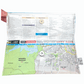 Recycled street map wallet featuring Mt Coot-tha and Brisbane suburbs design, made from vintage UBD directory pages. Inside view with magnetic clip closure.
