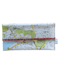 LyssyMay handmade wallet from map of Coorparoo and surrounding Brisbane area. Front view of wallet.