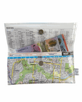Recycled street map wallet featuring Hamilton, Albion, Clayfield Queensland suburbs with magnetic clip closure