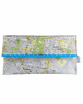 Recycled street map wallet featuring Ipswich and suburbs, made from 2009 Brisbane region map pages.