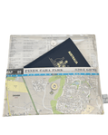 Recycled street map wallet made from 2009 Brisbane UBD directory featuring Moreton Bay area streets with magnetic closure