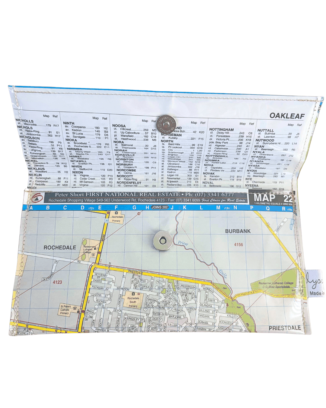 Recycled Street Map Wallet - Slacks Creek, Springwood, Rochedale, Burbank