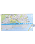 Recycled Street Map Wallet featuring Brisbane suburbs Sandgate, Bracken Ridge, and Brighton with Tinchi Tamaba Wetlands design