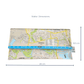 Map wallet with dimensions indicated by a ruler on a white background