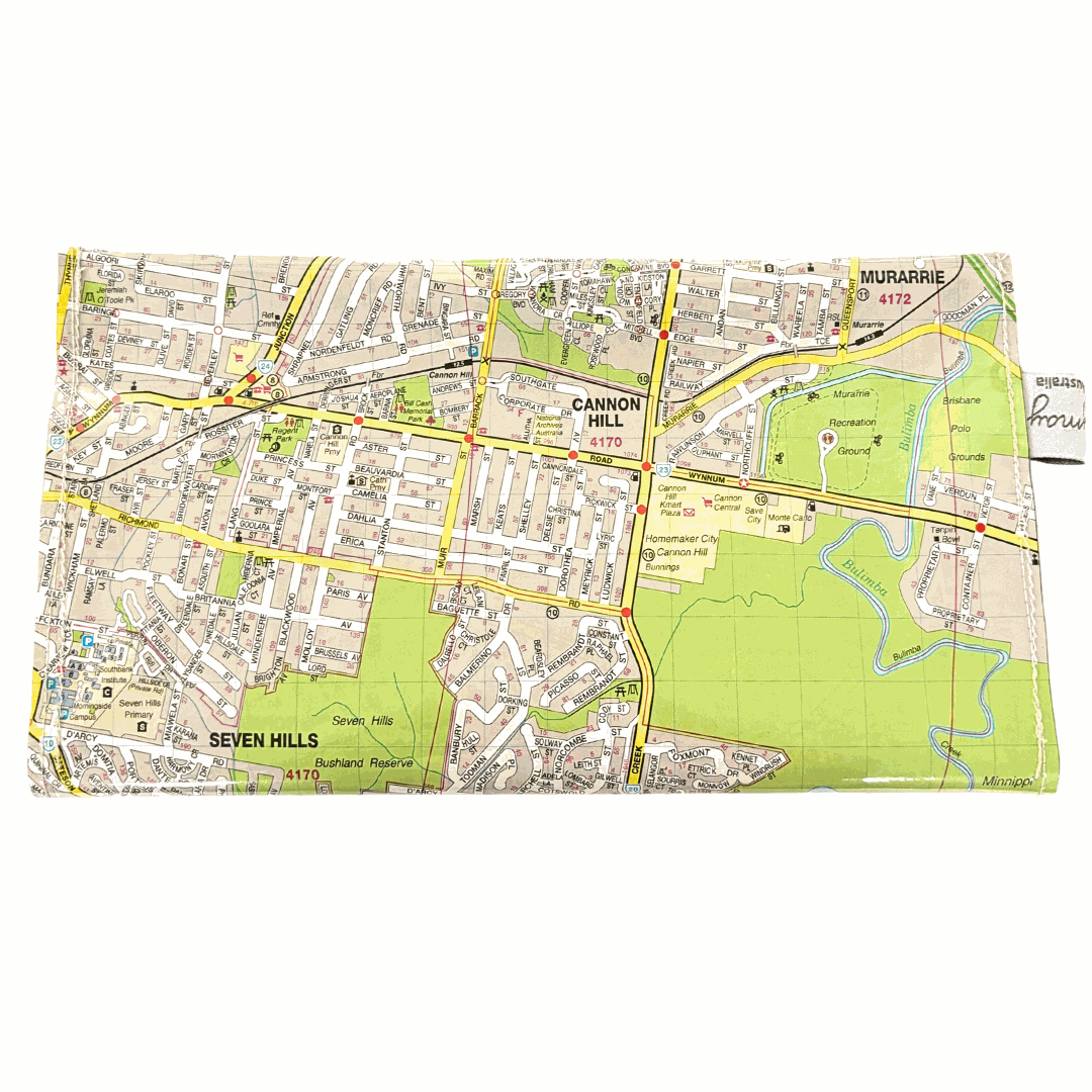 Recycled Street Map Wallet - Morningside, Colmslie,  Balmoral, Seven Hills, Cannon Hill
